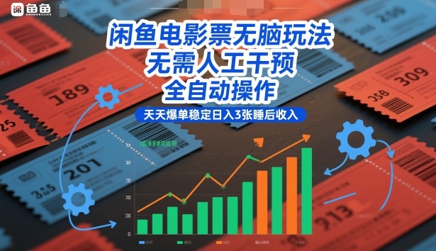 闲鱼电影票无脑玩法，无需人工干预，全自动操作，天天爆单稳定日入3张睡后收入【揭秘】-优创项目网