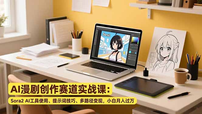 AI漫剧创作赛道实战课：Sora2 AI工具使用、提示词技巧、多路径变现，小白月入过万-优创项目网