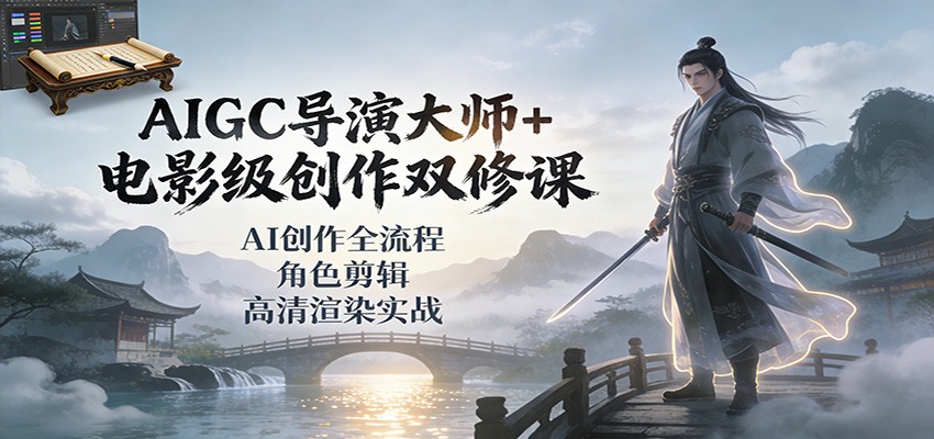 AIGC导演大师+电影级创作双修课：AI创作全流程、角色剪辑、高清渲染实战-优创项目网