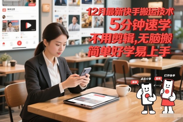 12月最新快手搬运技术，5分钟速学，不用剪辑无脑搬，简单好学易上手-优创项目网