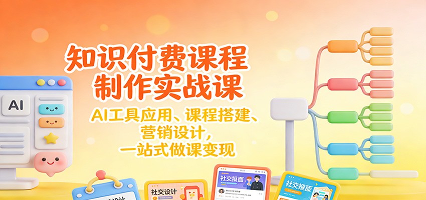 知识付费课程制作实战课：AI工具应用 、课程搭建、营销设计，一站式做课变现-优创项目网