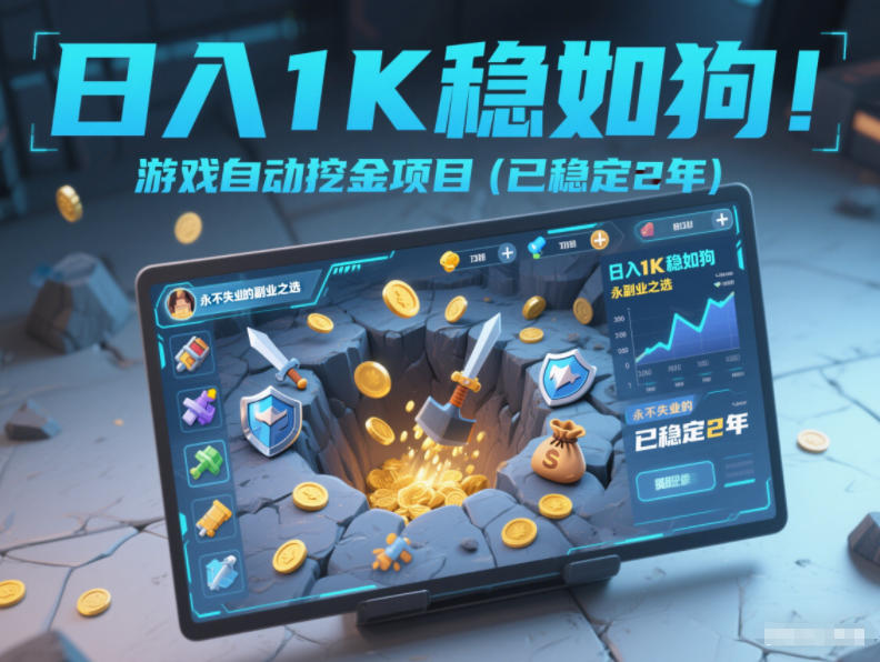 日入1K稳如狗！游戏自动挖金项目(已稳定2年)，永不失业的副业之选【揭秘】-优创项目网