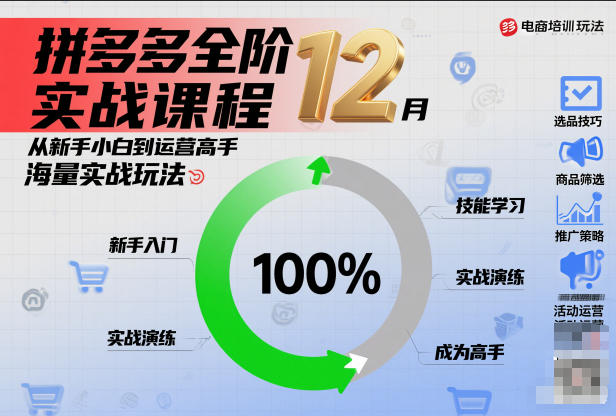 拼多多全阶实战课程12月，从新手小白到运营高手，海量实战玩法-优创项目网