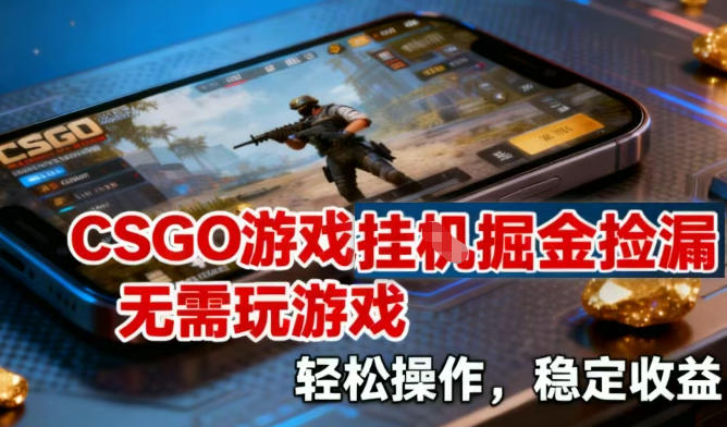 CSGO游戏挂G掘金捡漏，不需要玩游戏，操作简单，收益稳定【揭秘】-优创项目网