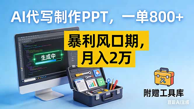 AI代写制作PPT，一单800+， 暴利风口期，月入2万【附工具】-优创项目网