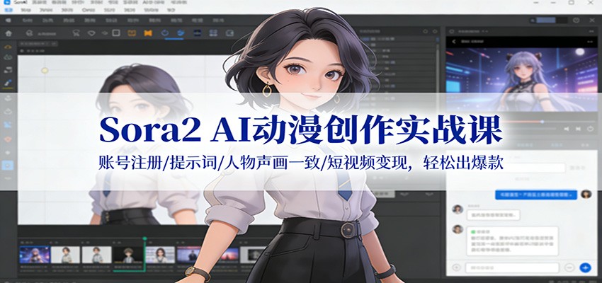 Sora2 AI动漫创作实战课：账号注册/提示词/人物声画一致/短视频变现，轻松出爆款-优创项目网