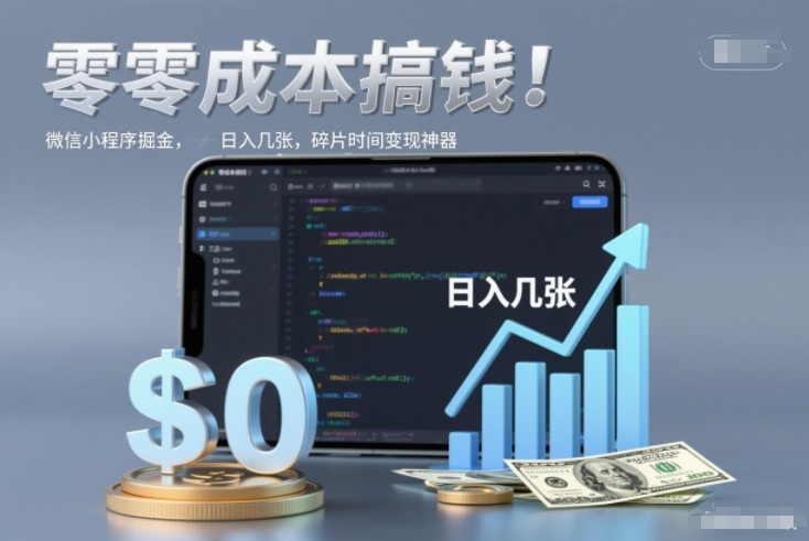 零成本搞钱，微信小程序掘金，简单易操作，日入几张，碎片时间变现神器【揭秘】-优创项目网