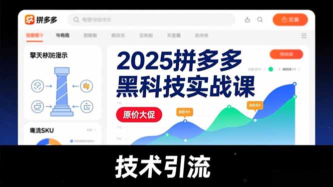 2025拼多多黑科技实战课，擎天柱玩法、爆流SKU、原价大促，技术引流，单店日销轻松破千单-优创项目网