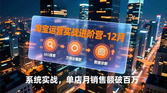 淘宝运营实战进阶营-12月：SEO搜索、万相台爆款、数据诊断，系统实战，单店月销售额破百万-优创项目网