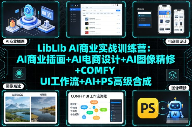 LibLIb AI商业实战训练营：AI商业插画+AI电商设计+AI图像精修+COMFY UI工作流+AI+PS高级合成-优创项目网