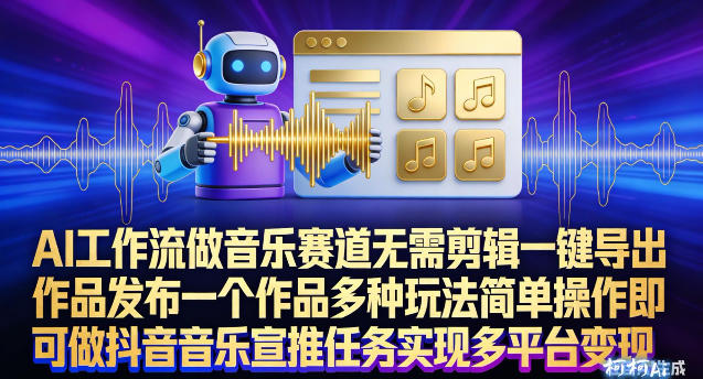 AI工作流做音乐赛道，无需剪辑，一键导出作品发布，一个作品多种玩法，简单操作即可做抖音音乐宣推任务-优创项目网
