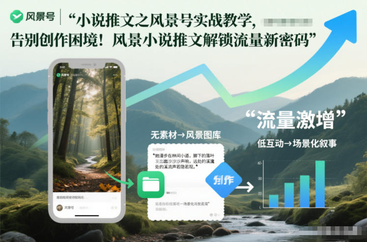 小说推文之风景号实战教学，告别创作困境！风景小说推文解锁流量新密码-优创项目网