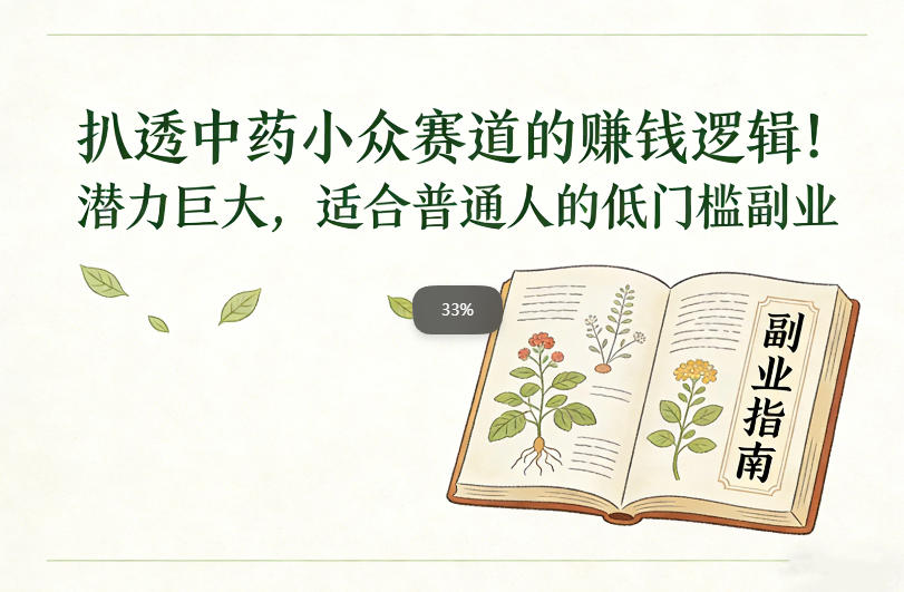 扒透中药小众赛道的賺米逻辑，潜力巨大，适合普通人的低门槛副业-优创项目网