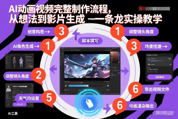 AI动画视频完整制作流程，从想法到影片生成一条龙实操教学-优创项目网