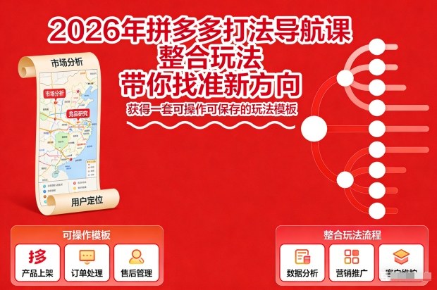 2026年拼多多打法导航课，整合玩法，带你找准新方向，获得一套可操作可保存的玩法模板-优创项目网