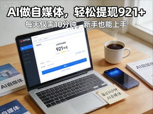每天花费10分钟，头条号收益921+，用AI做自媒并不难【附视频教程】-优创项目网