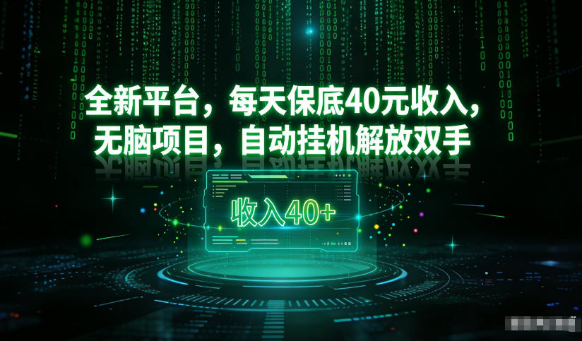 最新看广平台，每天保底30-4米，无脑项目，自动挂G解放双手【揭秘】-优创项目网