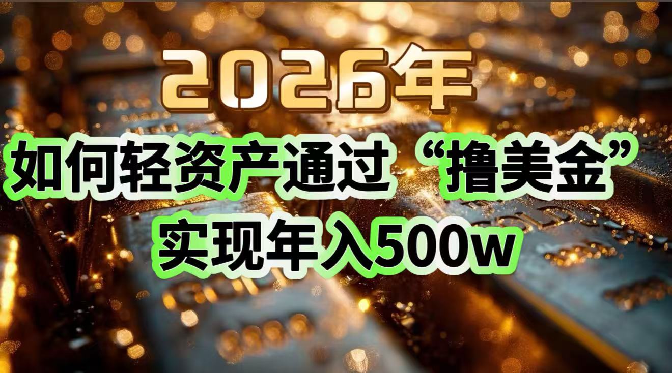 2026年如何轻资产通过“撸美金”实现年入500w-优创项目网
