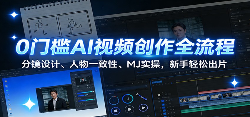0门槛AI视频创作全流程：分镜设计、人物一致性、MJ实操，新手轻松出片-优创项目网