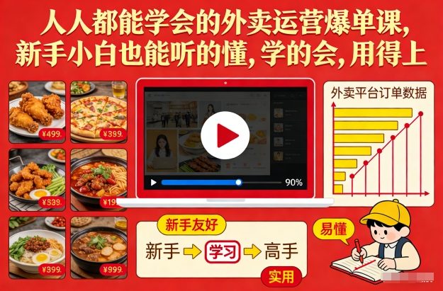 人人都能学会的外卖运营爆单课，新手小白也能听的懂，学的会，用得上-优创项目网