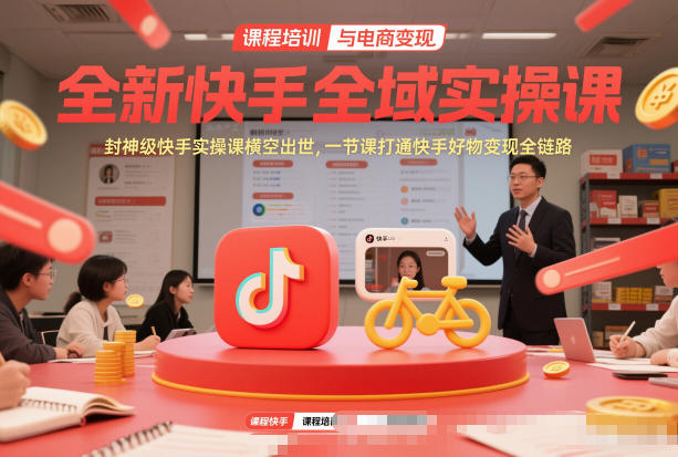 全新快手全域实操课，封神级快手实操课横空出世，一节课打通快手好物变现全链路-优创项目网