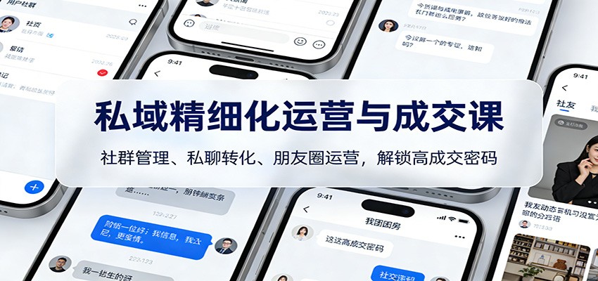 私域精细化运营与成交课：社群管理、私聊转化、朋友圈运营，解锁高成交密码-优创项目网