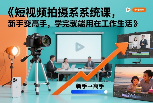 短视频拍摄系统课，新手变高手，学完就能用在工作生活-优创项目网