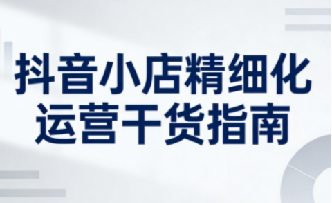抖音小店精细化运营干货指南新版，助力商家系统提升店铺运营能力(更新)-优创项目网