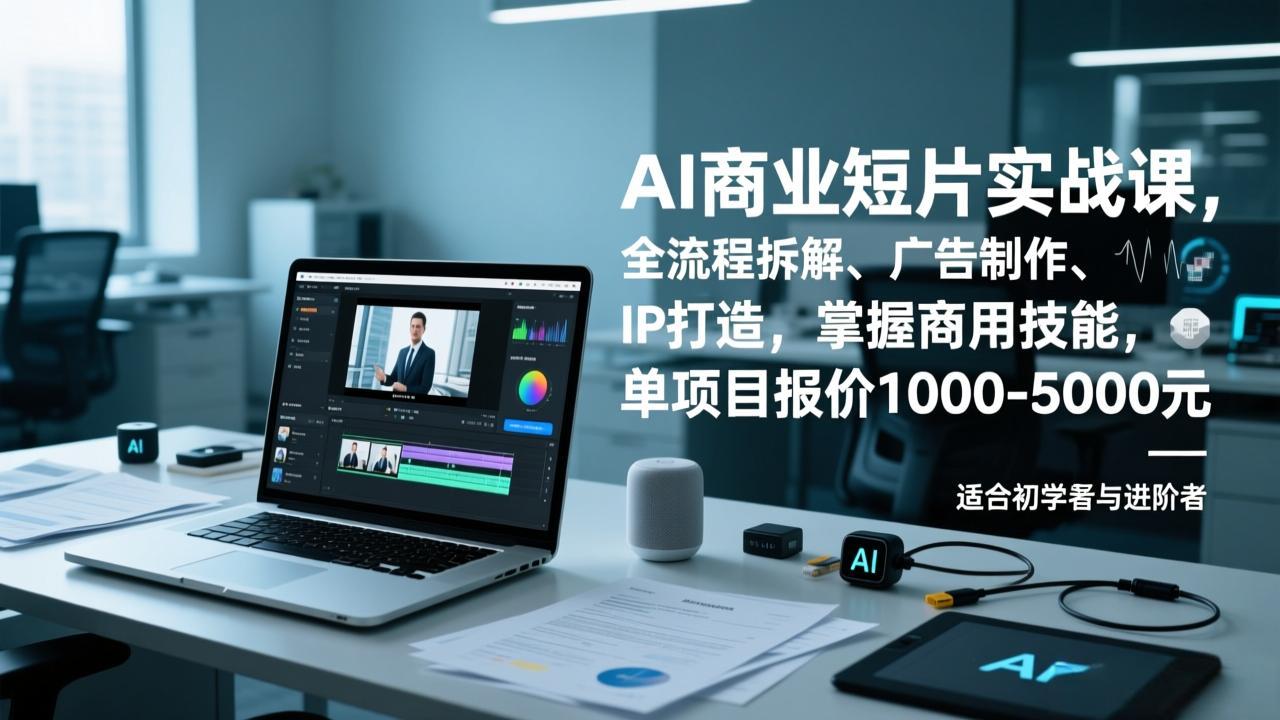 AI商业短片实战课，全流程拆解、广告制作、IP打造，掌握商用技能，单项目报价1000-5000元-优创项目网