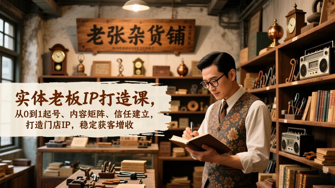 实体老板IP打造课，从0到1起号、内容矩阵、信任建立，打造门店IP，稳定获客增收-优创项目网