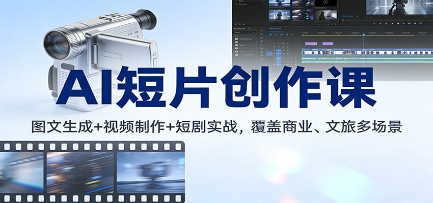 AI短片创作课：图文生成+ 视频制作+短剧实战，覆盖商业、 文旅多场景-优创项目网