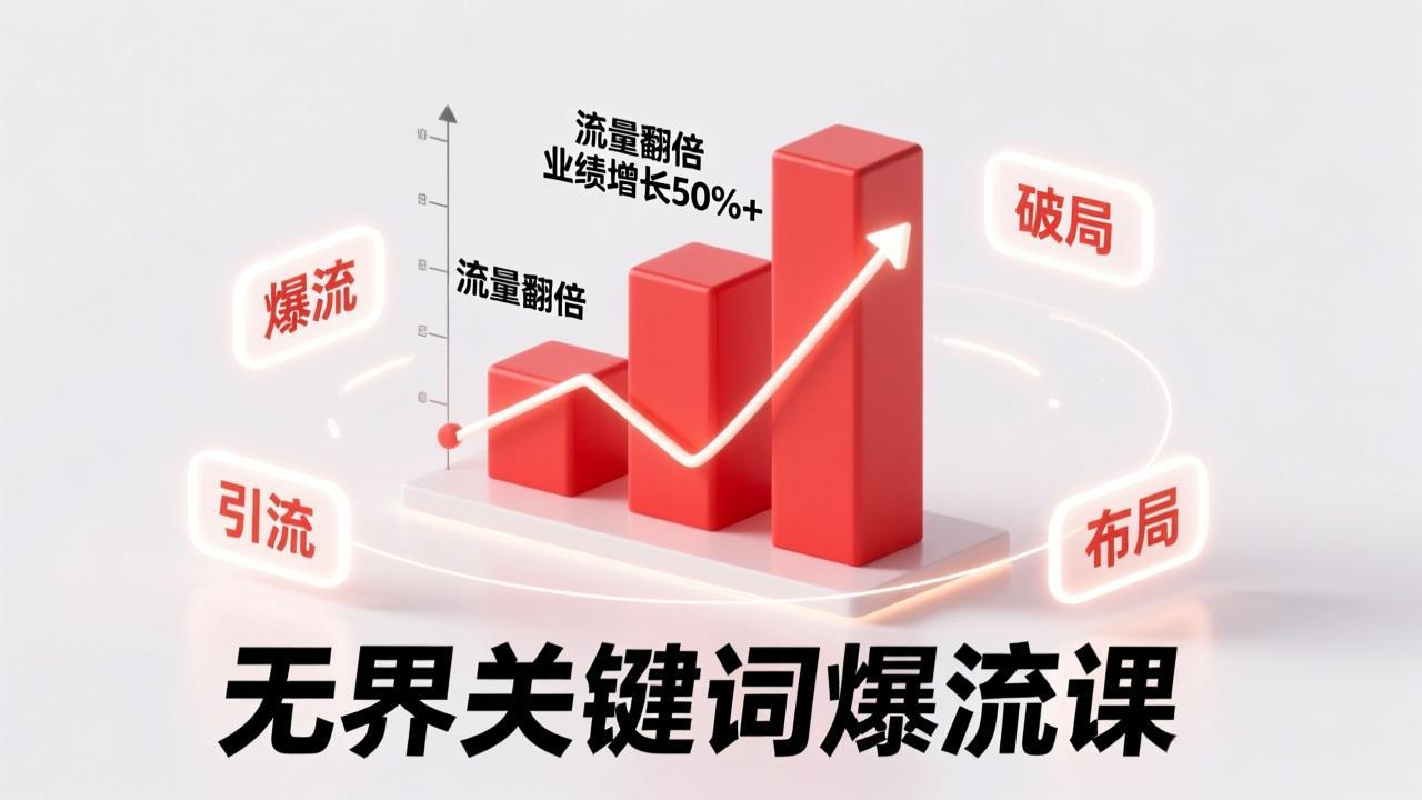 无界关键词爆流课，破局布局逻辑、阶段精准引流，实现流量翻倍，店铺业绩增长50%+。-优创项目网