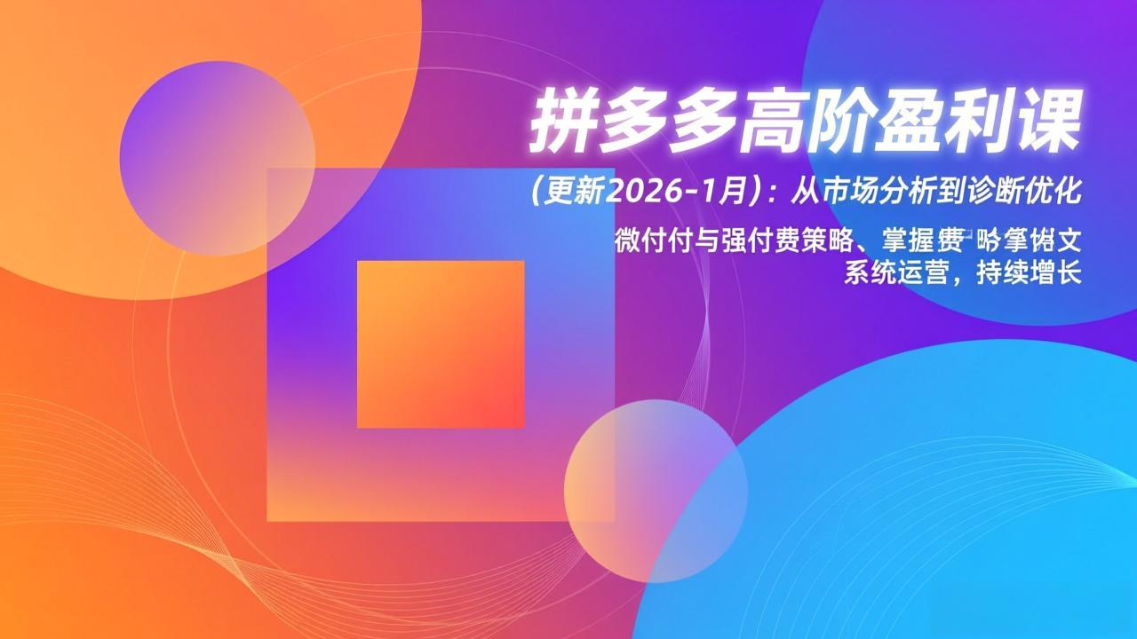 拼多多高阶盈利课(更新2026-1月-优创项目网