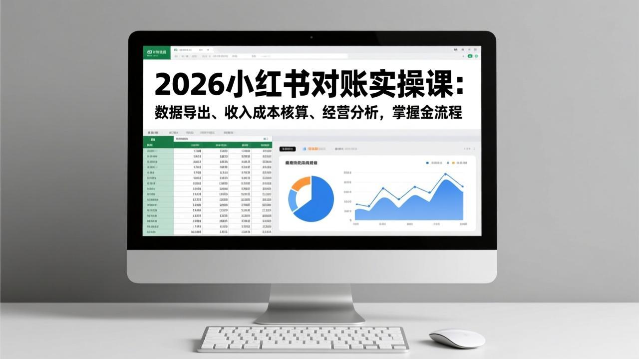 2026小红书对账实操课：数据导出、收入成本核算、经营分析，掌握全流程-优创项目网