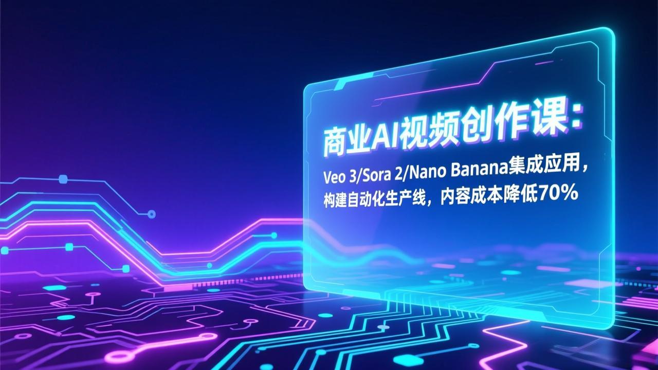 商业AI视频创作课：Veo 3/Sora 2/Nano Banana集成应用，构建自动化生产线，内容成本降低70%-优创项目网