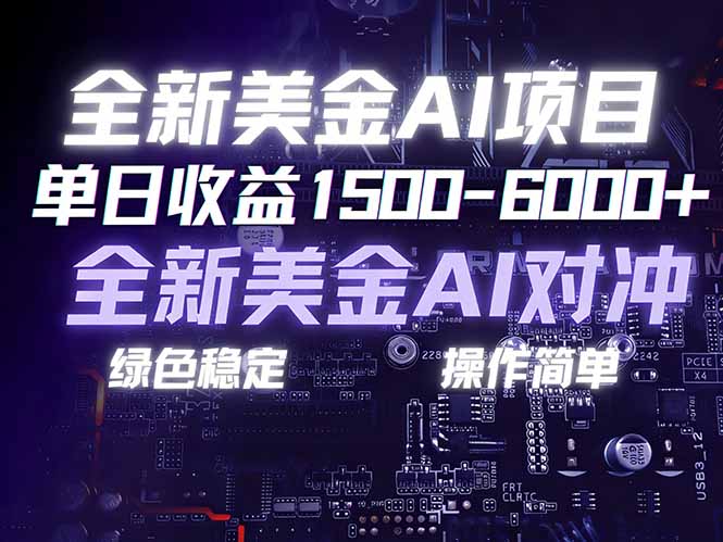 美金AI对冲项目，日入1500-6000+，绿色稳定，操作简单，创业副业首选，可批量放大-优创项目网