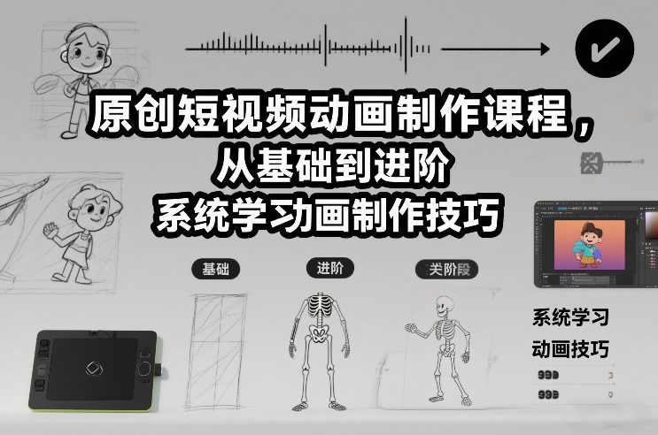 原创短视频动画制作课程，从基础到进阶，系统学习动画制作技巧-优创项目网