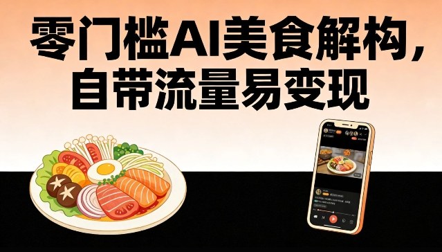 零门槛AI美食解构，自带流量易变现-优创项目网