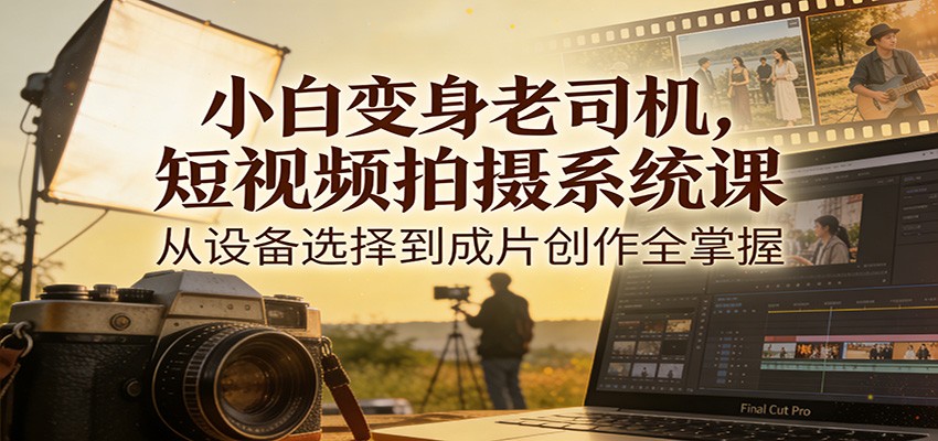 小白变身老司机，短视频拍摄系统课，从设备选择到成片创作全掌握-优创项目网