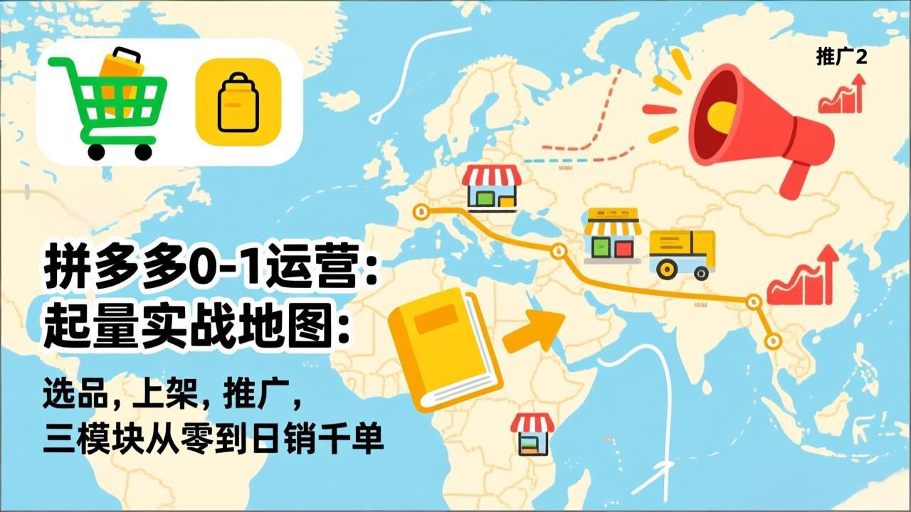 拼多多0-1运营：起量实战地图：选品，上架，推广，三模块从零到日销千单-优创项目网