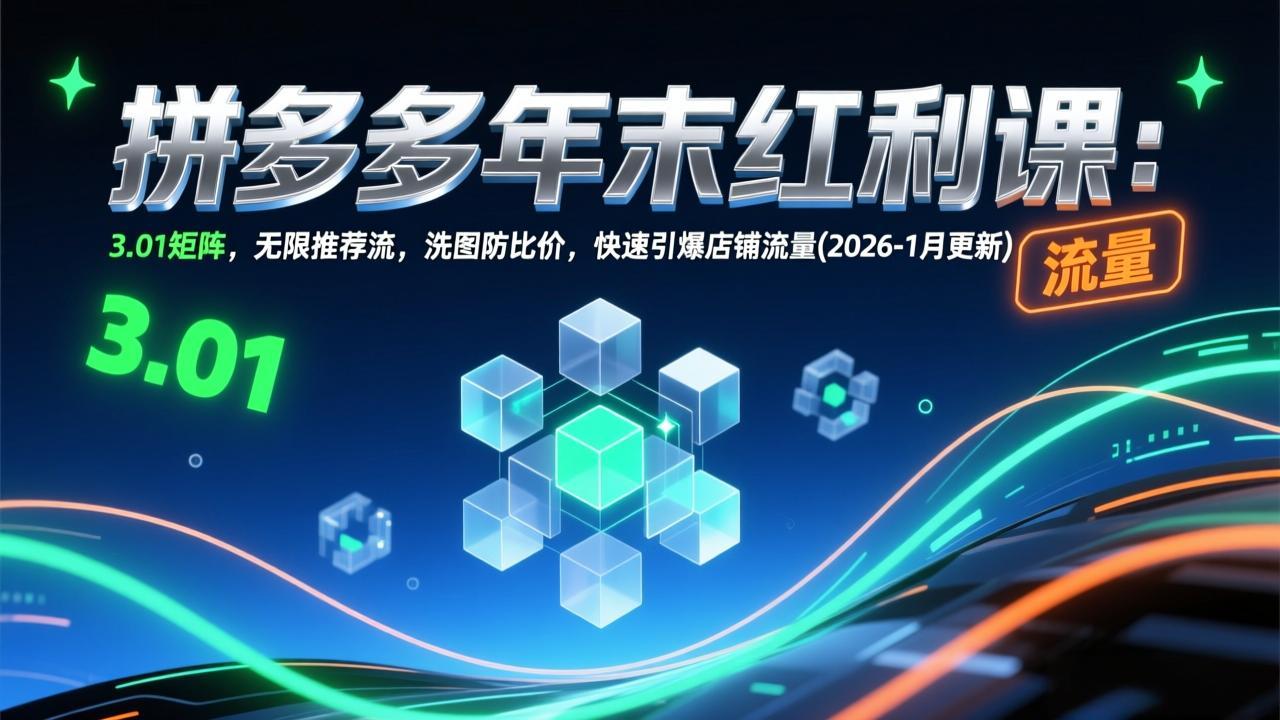 拼多多年末红利课：3.01矩阵，无限推荐流，洗图防比价，快速引爆店铺流量(2026-1月更新-优创项目网