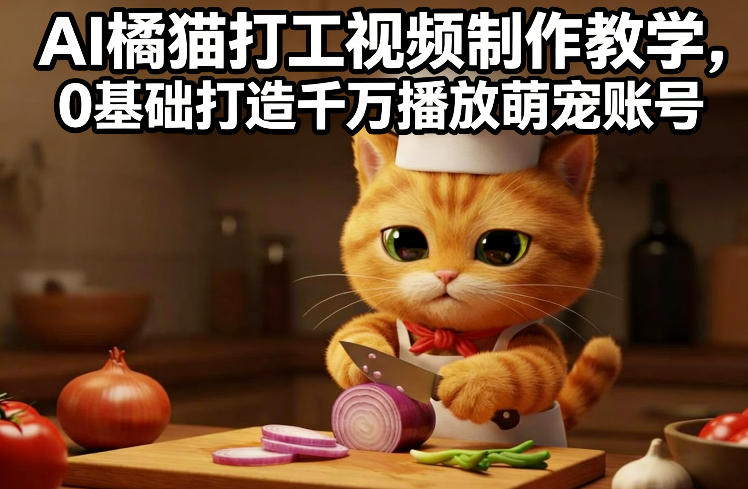 AI橘猫打工视频制作教学，流量狂飙，0基础打造千万播放萌宠账号-优创项目网