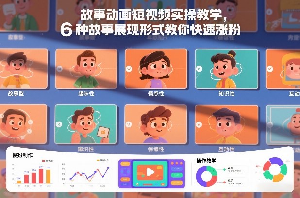 故事动画短视频实操教学，6种故事展现形式教你快速涨粉-优创项目网