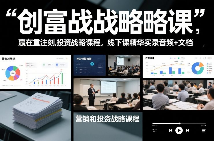 创富战略课，赢在重注时刻，营销和投资战略课程，线下课精华实录音频+文档-优创项目网