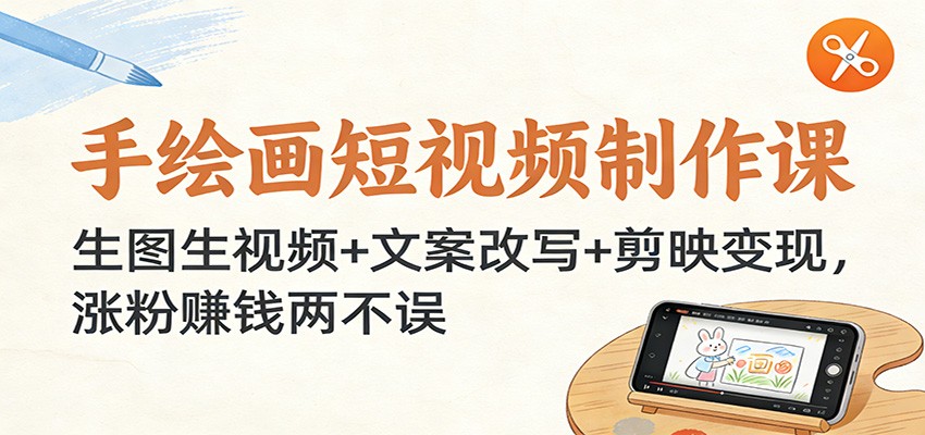 手绘画短视频制作课：生图生视频+文案改写+剪映变现，涨粉赚钱两不误-优创项目网