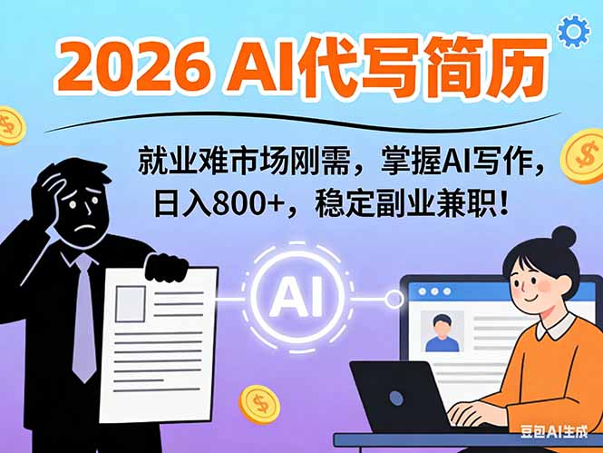 AI代写简历，超暴利，用万能模板月入1-3万实战教程，2026年市场刚需！-优创项目网