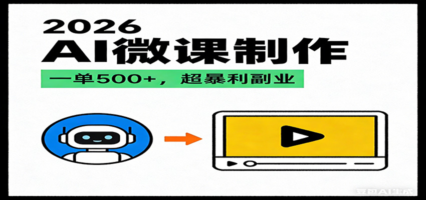 2026AI 风口最稳副业：微课代写制作，一单 500+，人人可做的蓝海项目-优创项目网
