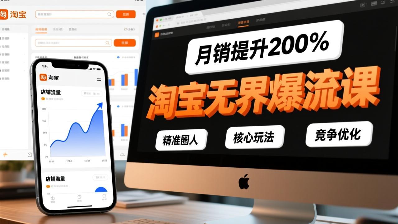 淘宝无界爆流课，精准圈人、核心玩法、竞争优化，快速引爆店铺流量，月销提升200%-优创项目网