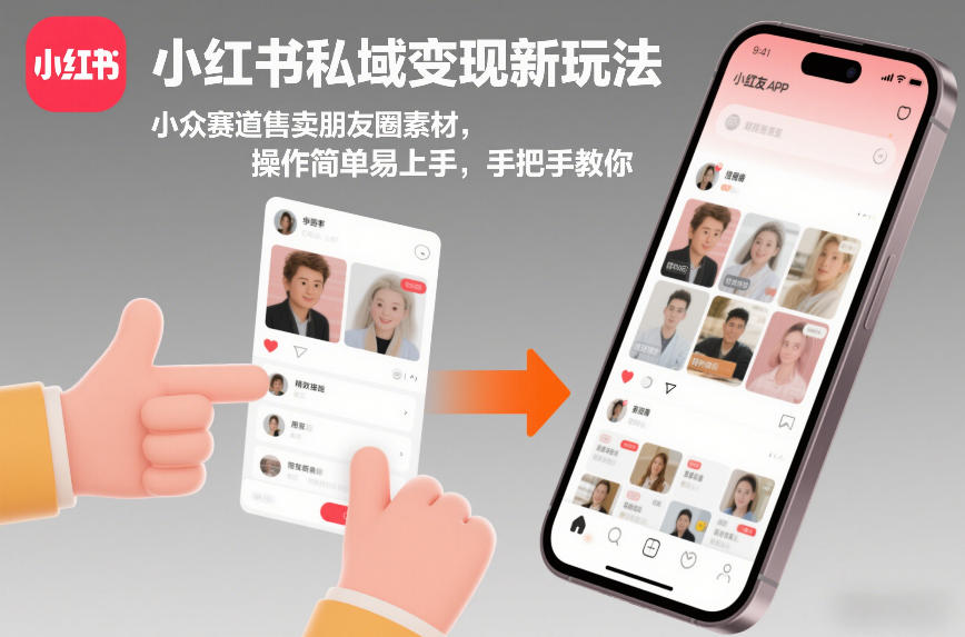 小红书私域变现新玩法，小众赛道售卖朋友圈素材，操作简单易上手，手把手教你-优创项目网