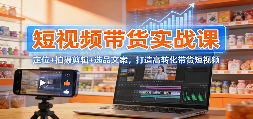 短视频带货实战课：定位+拍摄剪辑+选品文案，打造高转化带货短视频-优创项目网